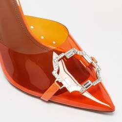 Pre Owned Malone Souliers Orange PVC Missy Mules Size 40