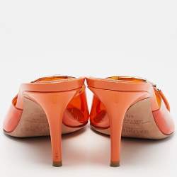Pre Owned Malone Souliers Orange PVC Missy Mules Size 40