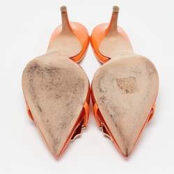 Pre Owned Malone Souliers Orange PVC Missy Mules Size 40