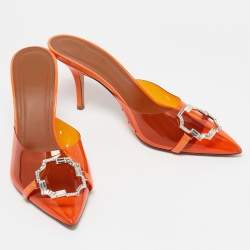 Pre Owned Malone Souliers Orange PVC Missy Mules Size 40