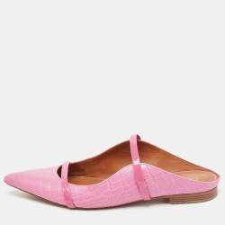 Malone Souliers Purple Embossed Crocodile Maureen Flat Mules Size 42