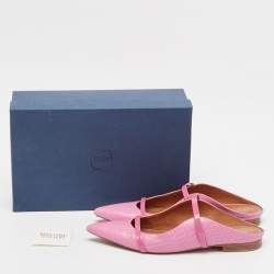 Malone Souliers Purple Embossed Crocodile Maureen Flat Mules Size 42
