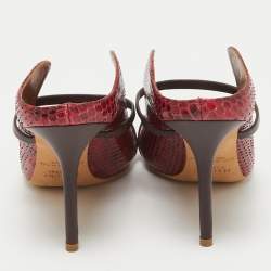 Pre Owned Malone Souliers Red/Pink Leather and Python Leather Maureen Mules Size 41