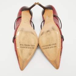 Pre Owned Malone Souliers Red/Pink Leather and Python Leather Maureen Mules Size 41