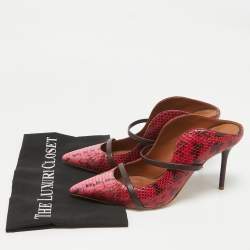 Pre Owned Malone Souliers Red/Pink Leather and Python Leather Maureen Mules Size 41