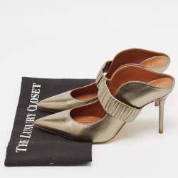 Pre Owned Malone Souliers Metallic Leather Maureen Mules Size 40.5
