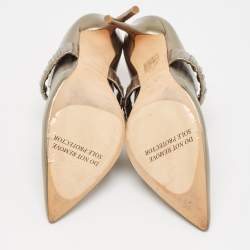 Pre Owned Malone Souliers Metallic Leather Maureen Mules Size 40.5