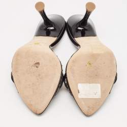 Pre Owned Malone Souliers Black PVC Julia Crystal Embellished Slides Size 39.5