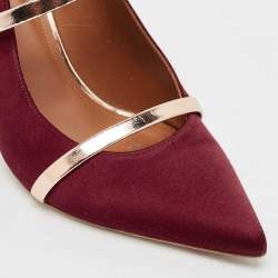 Pre Owned Malone Souliers Burgundy Satin Maureen Pointed Toe Mules Size 38.5