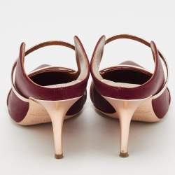 Pre Owned Malone Souliers Burgundy Satin Maureen Pointed Toe Mules Size 38.5