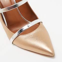 Pre Owned Malone Souliers Gold/Silver Leather Maureen Mules Size 37.5