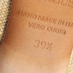 Pre Owned Malone Souliers Beige Leather and Woven Raffia Maureen Pumps Size 39.5