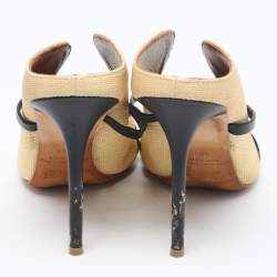 Pre Owned Malone Souliers Beige Leather and Woven Raffia Maureen Pumps Size 39.5