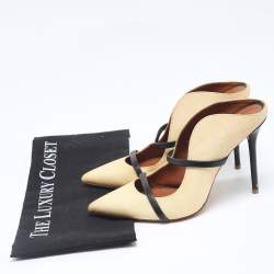 Pre Owned Malone Souliers Beige Leather and Woven Raffia Maureen Pumps Size 39.5