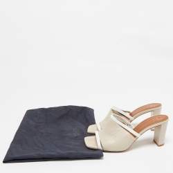 Pre Owned Malone Souliers Cream/White Leather Laney Slide Mules Size 37