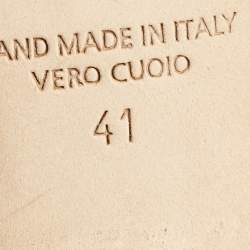 Pre Owned Malone Souliers Beige Lamé Fabric and Leather Laney Slide Sandals Size 41