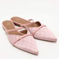 Malone Souliers Beige Leather and Satin Frankie Mules Size 38.5