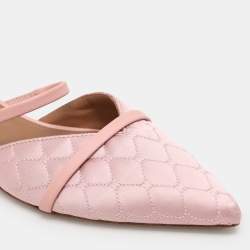 Malone Souliers Beige Leather and Satin Frankie Mules Size 38.5