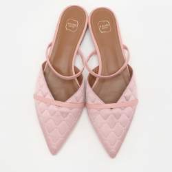 Malone Souliers Beige Leather and Satin Frankie Mules Size 38.5