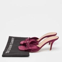 Pre Owned Malone Souliers Burgundy Satin Slide Sandals Size 39