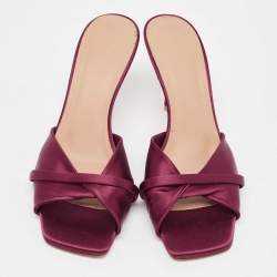 Pre Owned Malone Souliers Burgundy Satin Slide Sandals Size 39