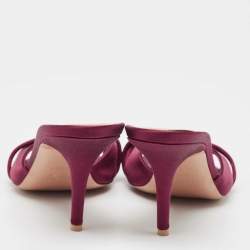 Pre Owned Malone Souliers Burgundy Satin Slide Sandals Size 39