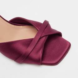 Pre Owned Malone Souliers Burgundy Satin Slide Sandals Size 39