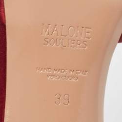 Pre Owned Malone Souliers Burgundy Satin Slide Sandals Size 39