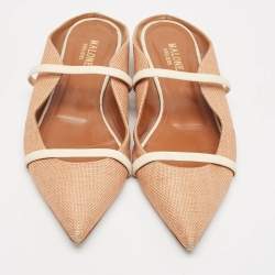 Malone Souliers Brown/Cream Raffia Maureen Flat Mules Size 39