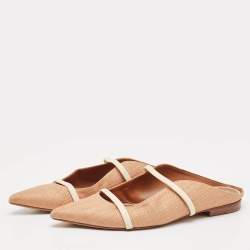 Malone Souliers Brown/Cream Raffia Maureen Flat Mules Size 39