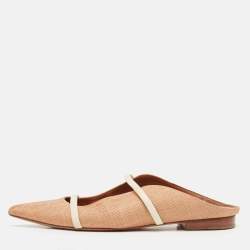 Malone Souliers Brown/Cream Raffia Maureen Flat Mules Size 39