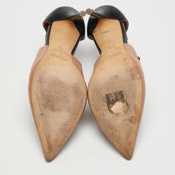 Pre Owned Malone Souliers Beige/Black Leather Montana Lace Up Pumps Size 38