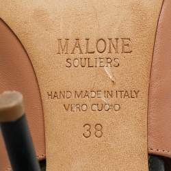 Pre Owned Malone Souliers Beige/Black Leather Montana Lace Up Pumps Size 38