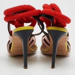 Malone Souliers X Roksanda Multicolor Leather and PVC Ankle Tie Pumps Size 38.5