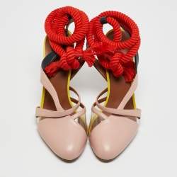 Malone Souliers X Roksanda Multicolor Leather and PVC Ankle Tie Pumps Size 38.5