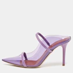 Pre Owned Malone Souliers Purple Patent Leather and PVC Maureen Mules Size 38.5