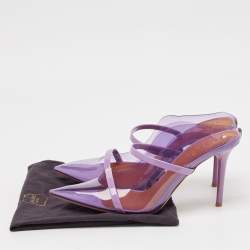 Pre Owned Malone Souliers Purple Patent Leather and PVC Maureen Mules Size 38.5