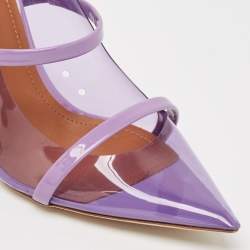 Pre Owned Malone Souliers Purple Patent Leather and PVC Maureen Mules Size 38.5