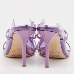 Pre Owned Malone Souliers Purple Patent Leather and PVC Maureen Mules Size 38.5