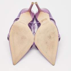 Pre Owned Malone Souliers Purple Patent Leather and PVC Maureen Mules Size 38.5