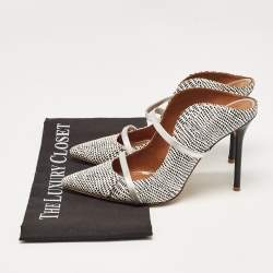 Malone Souliers White/Black Snakeskin Leather Maureen Mules Size 39