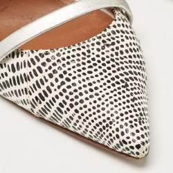 Malone Souliers White/Black Snakeskin Leather Maureen Mules Size 39