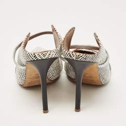Malone Souliers White/Black Snakeskin Leather Maureen Mules Size 39