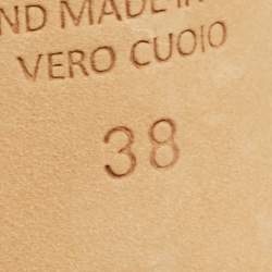 Pre Owned Malone Souliers Burgundy/Gold Leather and Satin Ankle Strap Sandals Size 38