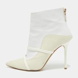 Malone Souliers Cream/White Leather Madison Pointed Toe Ankle Boots Size 38.5