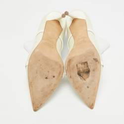 Malone Souliers Cream/White Leather Madison Pointed Toe Ankle Boots Size 38.5