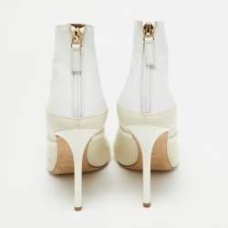 Malone Souliers Cream/White Leather Madison Pointed Toe Ankle Boots Size 38.5