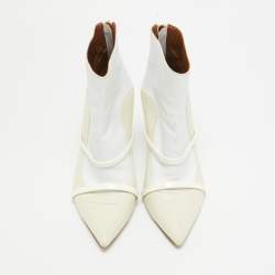 Malone Souliers Cream/White Leather Madison Pointed Toe Ankle Boots Size 38.5