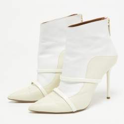 Malone Souliers Cream/White Leather Madison Pointed Toe Ankle Boots Size 38.5
