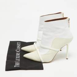 Malone Souliers Cream/White Leather Madison Pointed Toe Ankle Boots Size 38.5